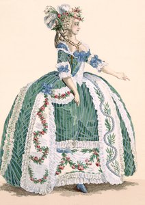 デュパンによって刻まれた精巧な王室のガウン、「Galeries des Modes et Costumes Francais」、プレート番号272、c.1778-87 99：衣類。伝統的なドレス;伝統的な衣装;ファシ